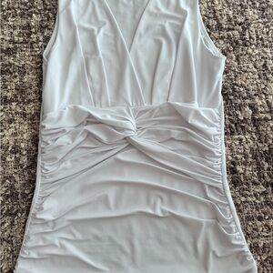 VENUS White Sleeveless Tank Top with Ruched Design and Tie Front